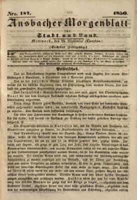 Ansbacher Morgenblatt für Stadt und Land (Ansbacher Morgenblatt) Mittwoch 25. September 1850