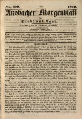 Ansbacher Morgenblatt für Stadt und Land (Ansbacher Morgenblatt) Samstag 23. November 1850