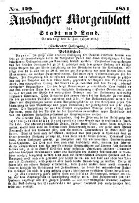 Ansbacher Morgenblatt für Stadt und Land (Ansbacher Morgenblatt) Samstag 5. Juli 1851