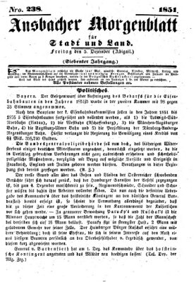 Ansbacher Morgenblatt für Stadt und Land (Ansbacher Morgenblatt) Freitag 5. Dezember 1851