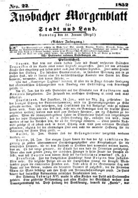 Ansbacher Morgenblatt für Stadt und Land (Ansbacher Morgenblatt) Samstag 31. Januar 1852