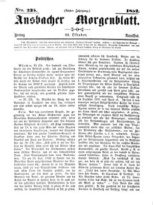 Ansbacher Morgenblatt Freitag 29. Oktober 1852