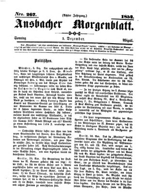 Ansbacher Morgenblatt Sonntag 5. Dezember 1852