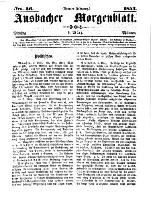 Ansbacher Morgenblatt Dienstag 8. März 1853