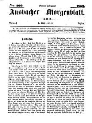 Ansbacher Morgenblatt Mittwoch 7. September 1853