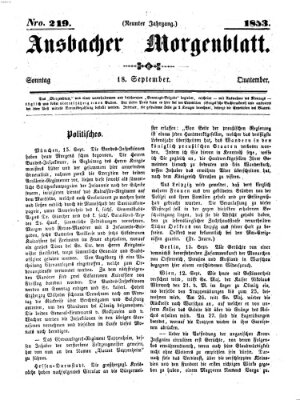 Ansbacher Morgenblatt Sonntag 18. September 1853