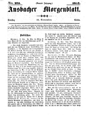 Ansbacher Morgenblatt Dienstag 22. November 1853