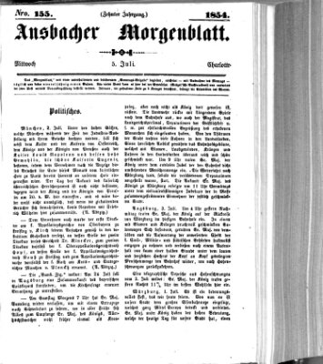 Ansbacher Morgenblatt Mittwoch 5. Juli 1854