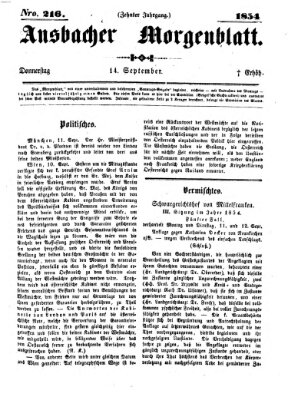 Ansbacher Morgenblatt Donnerstag 14. September 1854