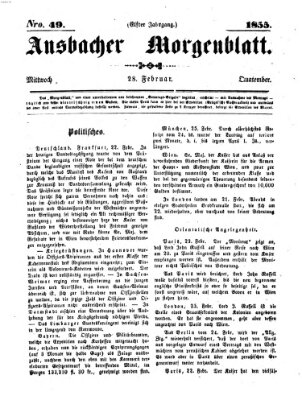 Ansbacher Morgenblatt Mittwoch 28. Februar 1855