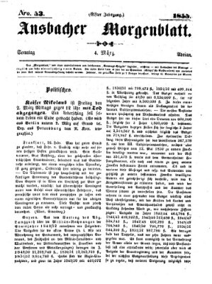 Ansbacher Morgenblatt Sonntag 4. März 1855