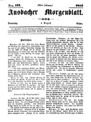 Ansbacher Morgenblatt Donnerstag 2. August 1855
