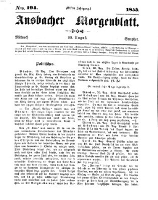 Ansbacher Morgenblatt Mittwoch 22. August 1855