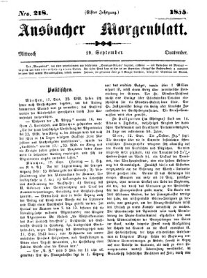 Ansbacher Morgenblatt Mittwoch 19. September 1855