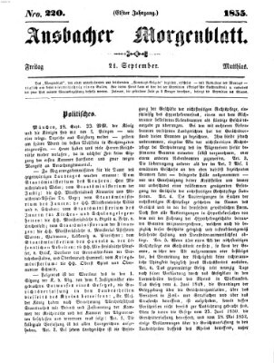 Ansbacher Morgenblatt Freitag 21. September 1855