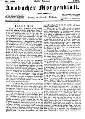Ansbacher Morgenblatt Dienstag 16. September 1856