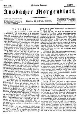 Ansbacher Morgenblatt Sonntag 15. Februar 1857