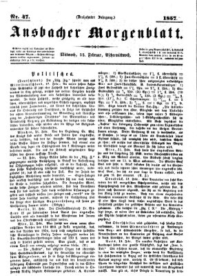 Ansbacher Morgenblatt Mittwoch 25. Februar 1857