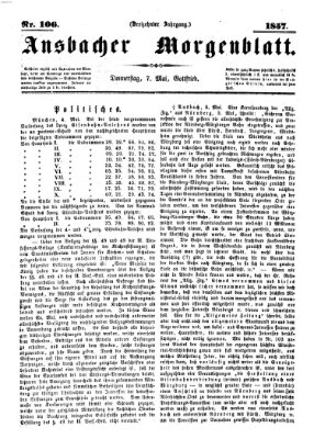 Ansbacher Morgenblatt Donnerstag 7. Mai 1857