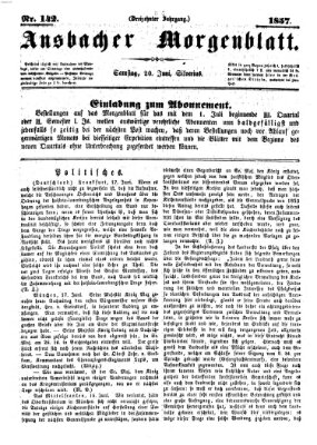 Ansbacher Morgenblatt Samstag 20. Juni 1857