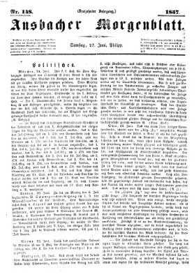 Ansbacher Morgenblatt Samstag 27. Juni 1857