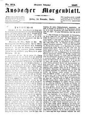 Ansbacher Morgenblatt Freitag 20. November 1857