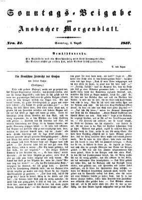 Ansbacher Morgenblatt Sonntag 2. August 1857
