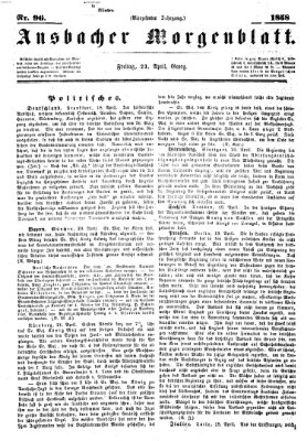 Ansbacher Morgenblatt Freitag 23. April 1858