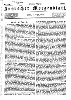 Ansbacher Morgenblatt Freitag 13. August 1858