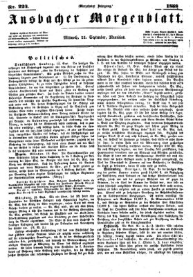 Ansbacher Morgenblatt Mittwoch 22. September 1858