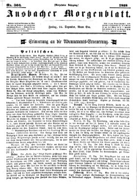 Ansbacher Morgenblatt Freitag 24. Dezember 1858
