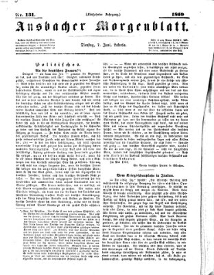 Ansbacher Morgenblatt Dienstag 7. Juni 1859