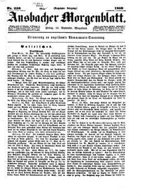Ansbacher Morgenblatt Freitag 28. September 1860