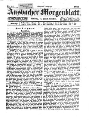 Ansbacher Morgenblatt Donnerstag 24. Januar 1861