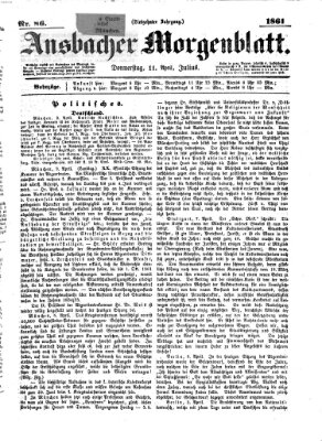 Ansbacher Morgenblatt Donnerstag 11. April 1861