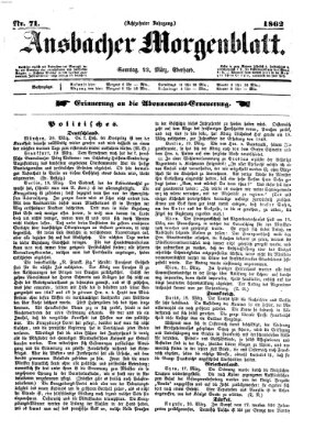 Ansbacher Morgenblatt Sonntag 23. März 1862