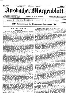 Ansbacher Morgenblatt Mittwoch 26. März 1862