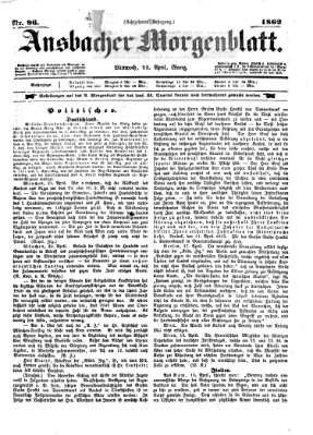 Ansbacher Morgenblatt Mittwoch 23. April 1862