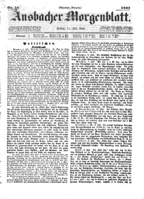 Ansbacher Morgenblatt Freitag 11. Juli 1862
