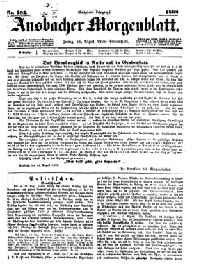 Ansbacher Morgenblatt Freitag 15. August 1862