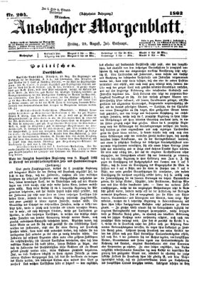 Ansbacher Morgenblatt Freitag 29. August 1862