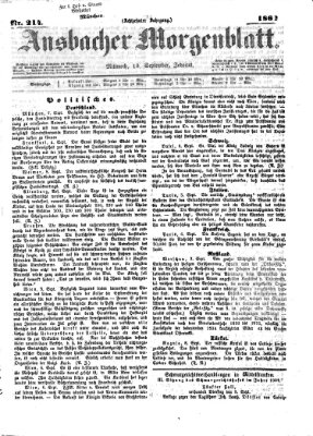 Ansbacher Morgenblatt Mittwoch 10. September 1862