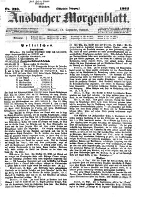 Ansbacher Morgenblatt Mittwoch 17. September 1862