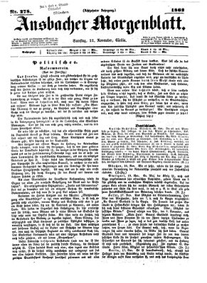 Ansbacher Morgenblatt Samstag 22. November 1862