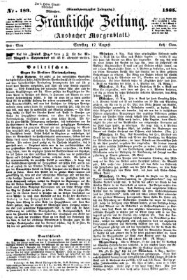 Fränkische Zeitung (Ansbacher Morgenblatt) Samstag 12. August 1865