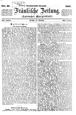 Fränkische Zeitung (Ansbacher Morgenblatt) Freitag 15. Februar 1867