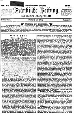 Fränkische Zeitung (Ansbacher Morgenblatt) Mittwoch 20. März 1867
