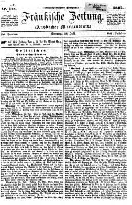 Fränkische Zeitung (Ansbacher Morgenblatt) Sonntag 28. Juli 1867