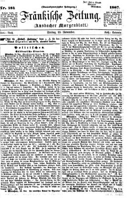 Fränkische Zeitung (Ansbacher Morgenblatt) Freitag 29. November 1867