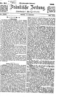 Fränkische Zeitung (Ansbacher Morgenblatt) Sonntag 13. September 1868